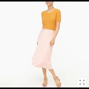 Pink Satin Midi Skirt